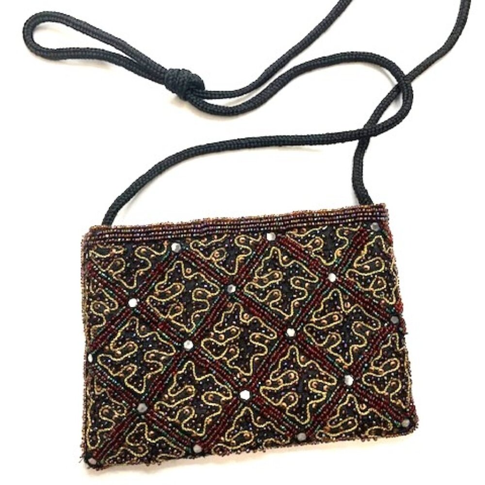 Chico's Silk Beaded Black Bag
